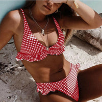 Bikinis Set Plaid High Waist Ruffle Women's Swimsuit