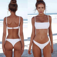 2020 New Summer Women Solid Bikini Set Push-up Unpadded Bra Swimsuit Swimwear