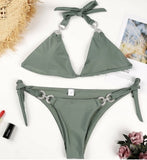 Hand Sewing Crystal Swimsuit Shine Push Up Bikini